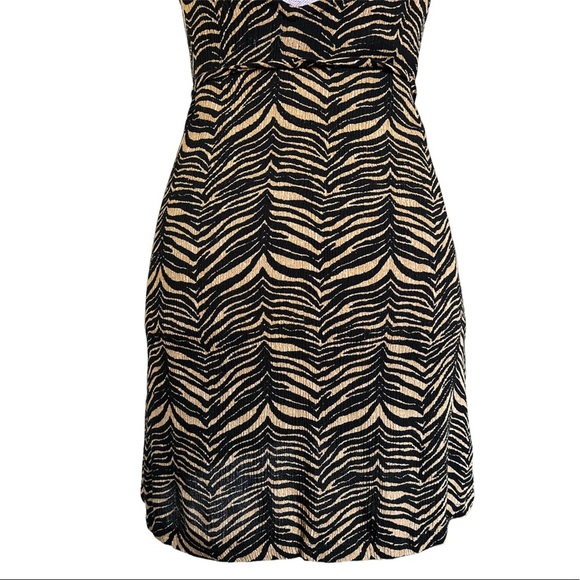 Aila blue tiger zebra animal striped gauzy mini dress. Size S - Picture 6 of 15